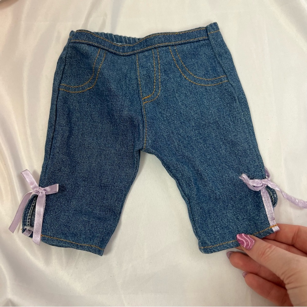 Unbranded Doll Pants Denim with Pink Bows